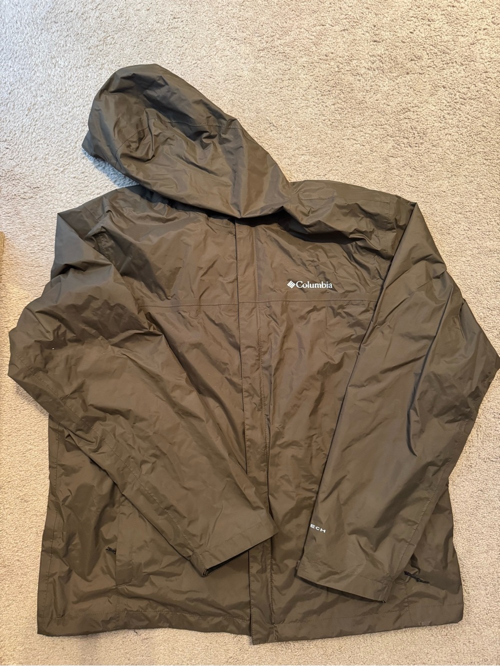 Columbia Men's Olive Green/Brown Waterproof Hooded Jacket